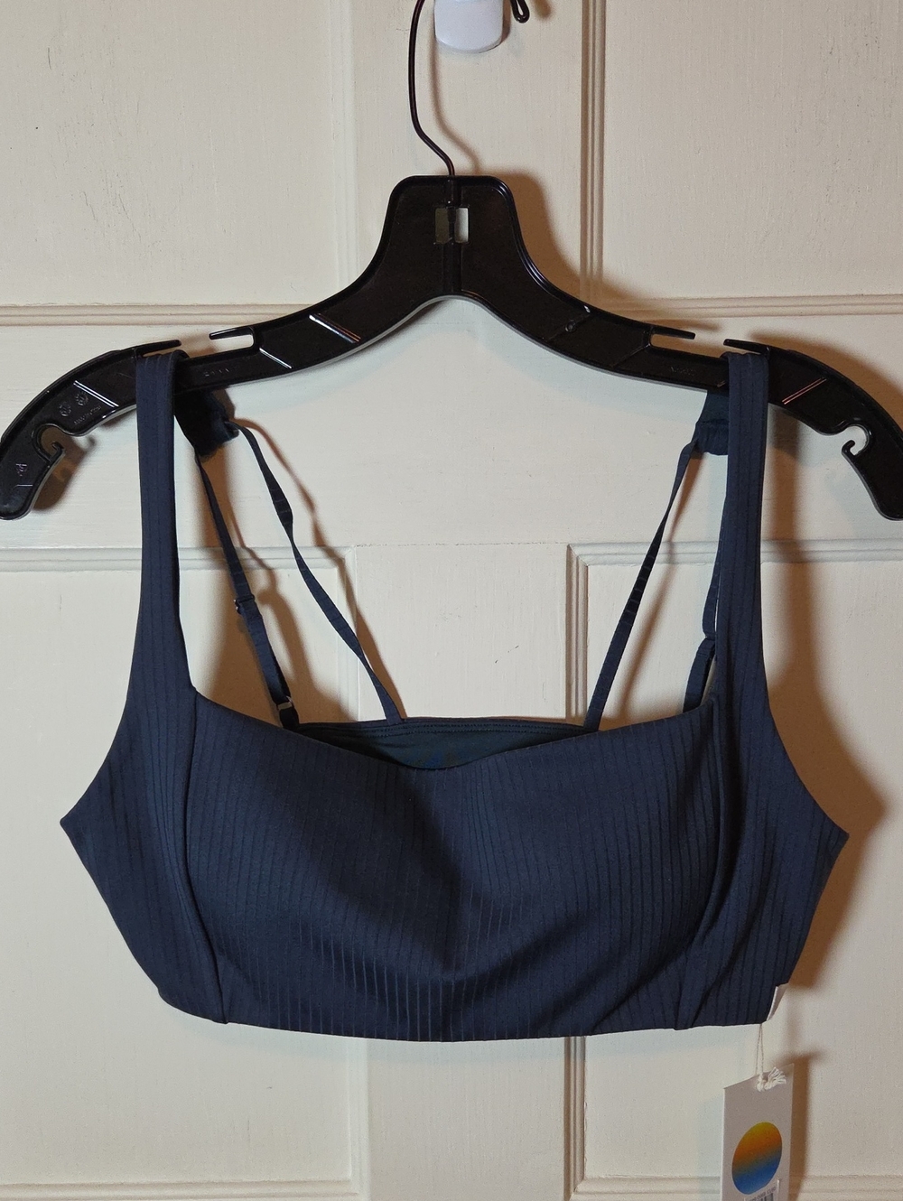 Vuori Inversion Ribbed Square-Neck Sports Bra In Ocean Blue Size Large - Picture 5 of 15